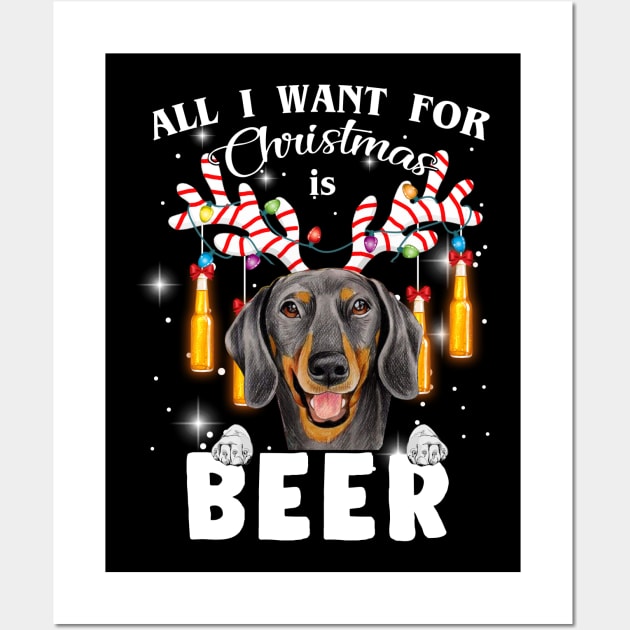 All I Want For Christmas Is Beer Dachshund Wall Art by TeeAbe